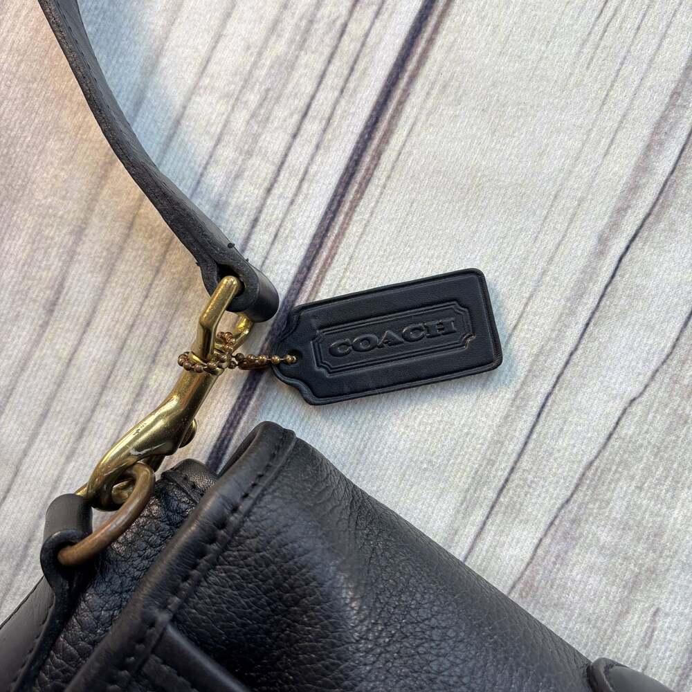 Coach Vintage VTG Sumpter Turnlock Briefcase Messenger Bag Black Brass Hang Tag - Picture 13 of 16